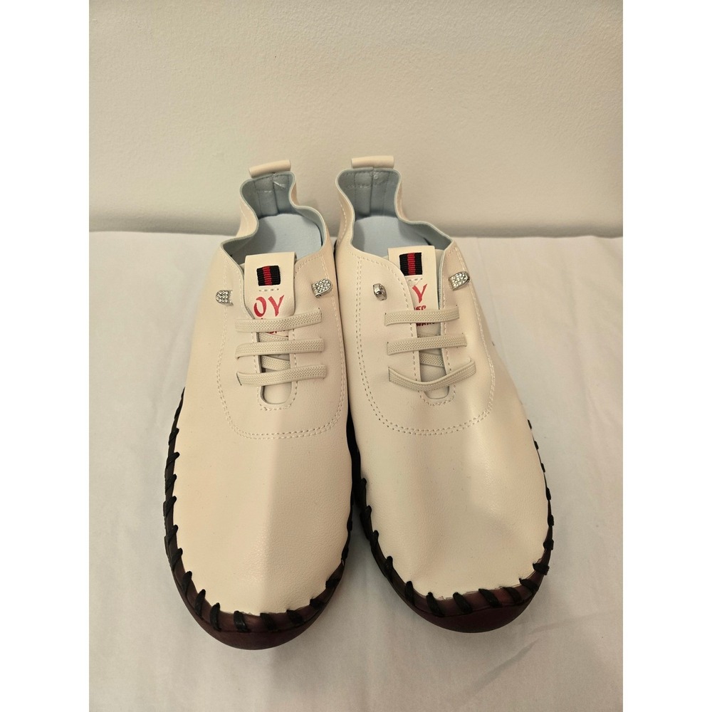 PRICE SLASHED! OY Cream‎ Leather Casual Comfort Loafers Shoes Brown Accents